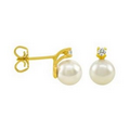 8mm White Pearl Cubic Zirconia Earrings